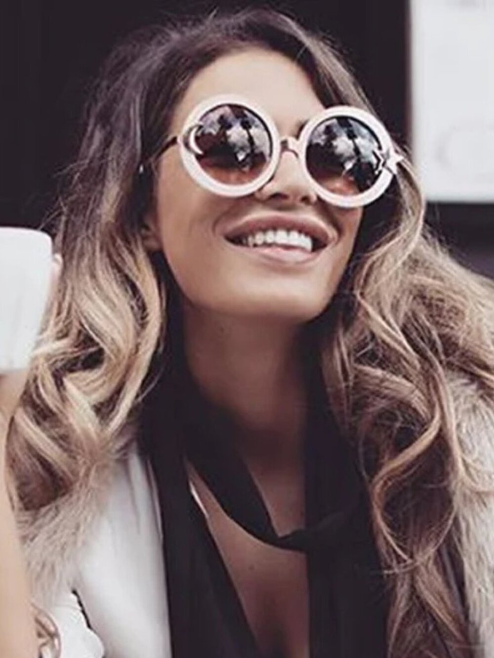 Big Round Star & Moon Celestial Pink Lens Wildfox Style Boho Sunglasses